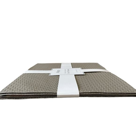 Allegro Metallic Silver Faux Leather Placemats 13x18 Set of 4 Holiday Glam NEW - Picture 6 of 15